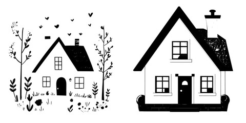 Poster - An illustration of a charming house with a simple architectural design