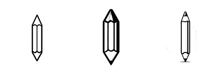 Poster - Illustrations of black and white pencil icons for educational materials, stationery products, art projects, and coloring pages.