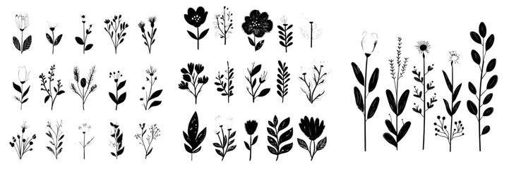 Aufkleber - Hand-drawn flower illustrations that are colorful and unique
