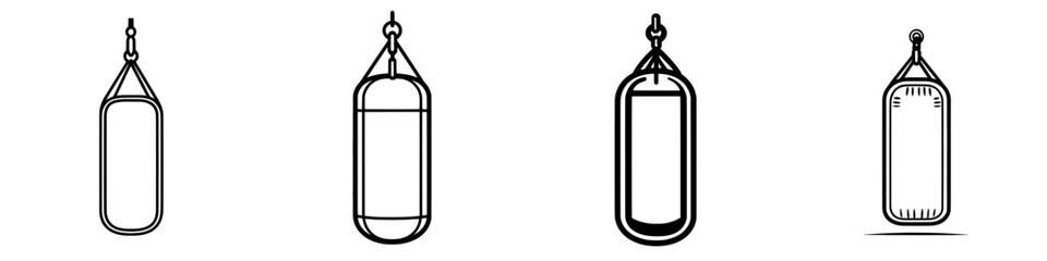 Poster - An icon line featuring punching bags in a trendy design