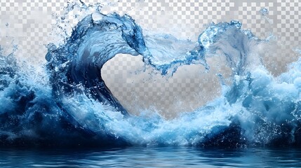 Aufkleber - Powerful and Dramatic Ocean Wave Crashing with Swirling Blue and White Splash. Captivating image showcasing the raw power and energy of the sea,with a large wave breaking and creating a chaotic.