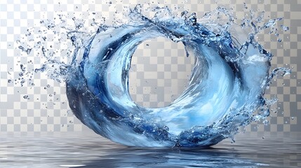Aufkleber - Powerful and dramatic splashing vortex of dynamic blue water flow with fluid motion,energy,and texture. Abstract background with vibrant aqua colors and transparent,swirling shapes.