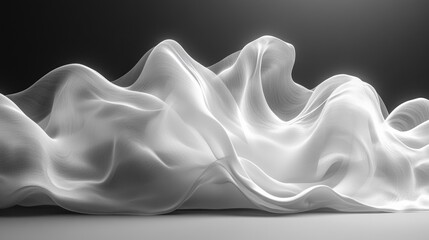 Poster - A white fabric with a wave pattern is shown in a black background