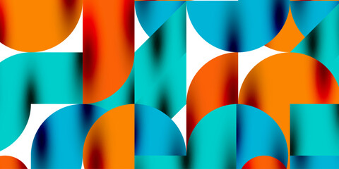 Poster - Tech minimal circular shapes geometric art. Vector modern circles