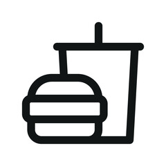 Poster - fast food ui icon, cola and burger minimal line vector symbol