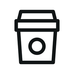 Poster - Coffee shop UI icon, takeaway coffee and tea cardboard cup minimal line vector symbol
