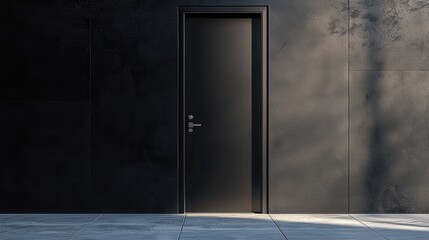 Poster - Contemporary Black Door with Simple Design and Security Features