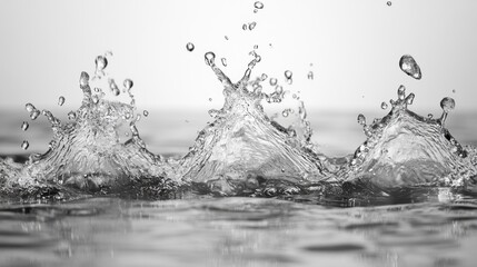 Aufkleber - A splash of water in the air with three drops of water