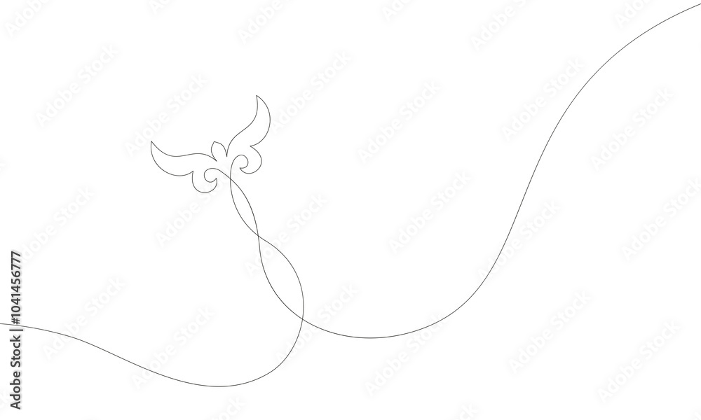 Kazakh ornament single line drawing, Kus kanat (bird's wings ...