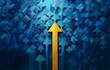 © joeycheung - A single, yellow, upward pointing arrow stands out against a backdrop of countless, blue, upward pointing arrows.