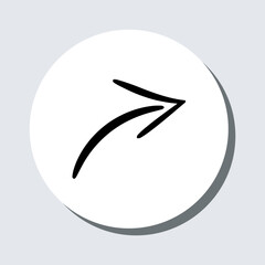Poster - Curved arrow icon vector. Arrow pointer sign symbol in trendy flat style. Arrow right vector icon illustration in circle isolated on gray background