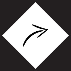 Poster - Curved arrow icon vector. Arrow pointer logo design. Arrow right vector icon illustration in rhombus isolated on black background
