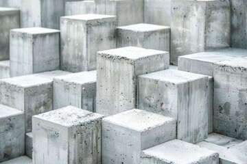 Variety of concrete blocks, showcasing different sizes and finishes for versatile and sturdy construction applications in contemporary architecture 