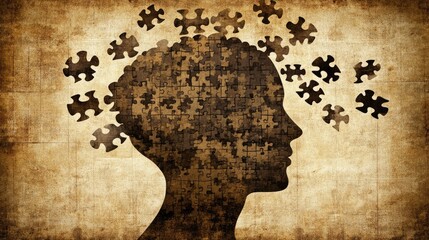 Poster - An image of a human head-shaped puzzle with pieces scattered around, symbolizing the importance of mental health and the need for care on World Mental Health Day.