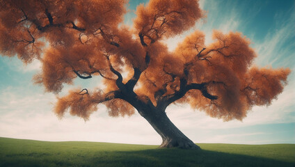 Wall Mural - A autumn tree against the blue sky