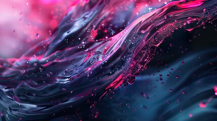 Poster - Abstract Water Splash - Pink and Blue Liquid Texture