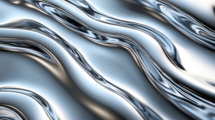 Wall Mural - Sleek Chrome Metal Waves for a Modern Look