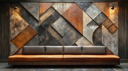 Poster - Beautifully textured wall design highlighting the contrast between rustic wooden panels and elegant marble patterns perfect for enhancing the ambiance of a chic interior