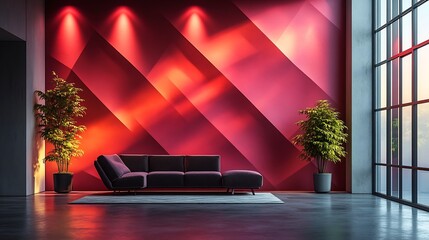 Fototapete - Bold magenta tech wall with dynamic diamond textures and a subtle sheen adding a vibrant and futuristic touch to creative workspaces and avantgarde homes