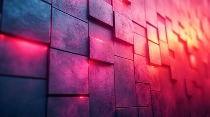 Poster - Bold magenta tech wall with dynamic diamond textures and a subtle sheen adding a vibrant and futuristic touch to creative workspaces and avantgarde homes