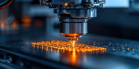 Aufkleber - close-up of a laser cutting machine in action
