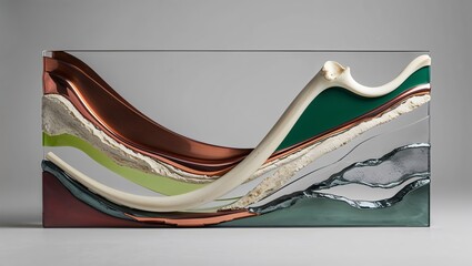 Wall Mural - Abstract Glass & Bone Sculpture with Layered Colors