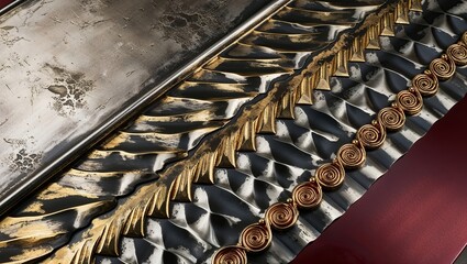 Wall Mural - Gold and Silver Metallic Wall Panel Detail