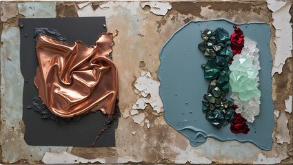 Canvas Print - Copper, Crystal, and Fabric Abstract