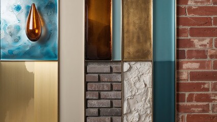 Sticker - Modern Wall Paneling with Glass, Metal, and Brick