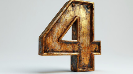 Poster - Elegant 3D Golden Number 4 Isolated for Design and Branding Concepts