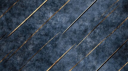 Poster - An elegant combination of dark blue and gold lines creates a striking abstract pattern over a textured dark gray stone backdrop SEAMLESS PATTERN