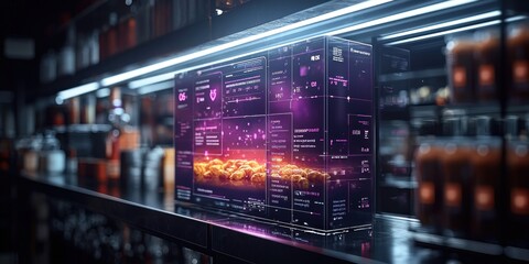 Poster - Futuristic Interface Displaying Data Over Brown Objects