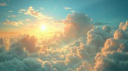 Aufkleber - Golden Sunset Through a Sea of Cumulus Clouds