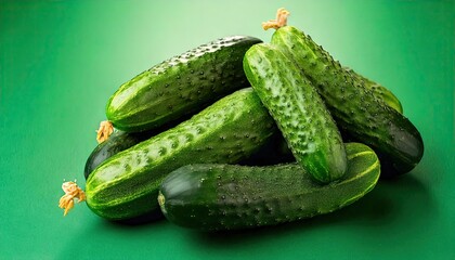 Cucumbers on a green background