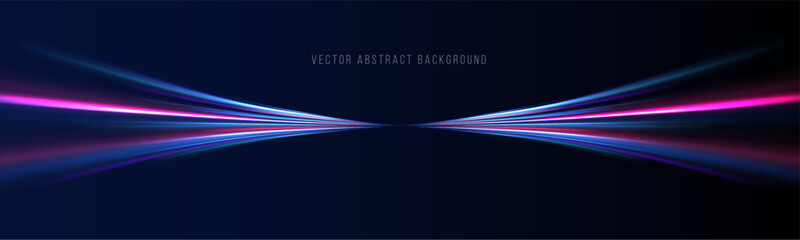 Lines in the shape of a comet against a dark background. Illustration of high speed concept. Motion light effect for banners. Fast speed car. Curved light trail stretched upward.