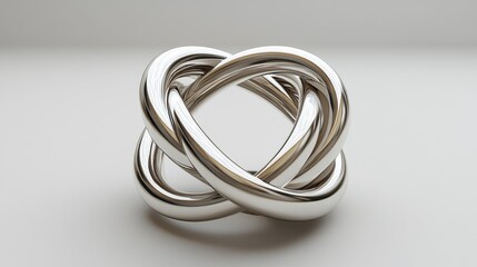 Poster - This contemporary sculpture features intertwining silver loops that create a captivating design. The shiny finish enhances its appeal, making it suitable for artistic settings.