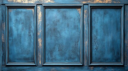Poster - Cool slate blue panelled wall background featuring a combination of narrow and wide panels providing a contemporary and stylish feel ideal for offices or modern living spaces