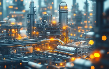 Aufkleber - Creative 3D visualization representing an industrial project, showcasing futuristic machinery and advanced technology in a dynamic construction scene