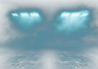 Sticker - PNG Foggy stadium with lights lighting empty underwater.