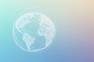 Poster - The clean outline of a globe symbolizes international travel and interconnectedness against a soft gradient backdrop. Generative AI