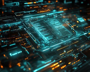 Leinwandbilder - 3D rendering of digital document management system, virtual interface with files in the background, modern and efficient design, futuristic tech visuals