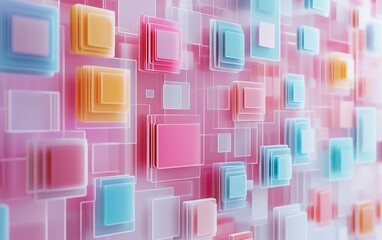 Aufkleber - Concept of digital document management system with virtual files, 3D rendering, contemporary design, organized and efficient layout, hightech interface