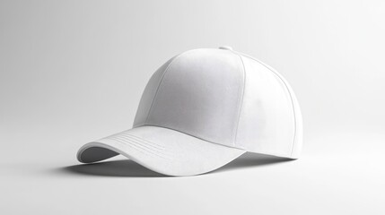 Aufkleber - White baseball cap mockup displayed on a plain white background for versatile design presentation