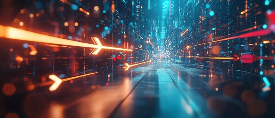 Poster - Conceptual design for 2025 featuring arrows and symbols to represent business targets, 3D rendering, modern aesthetics, vibrant and dynamic composition