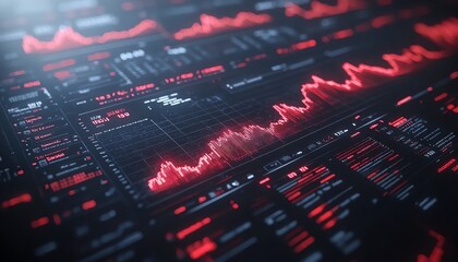 Leinwandbilder - Digital interface for financial analysis displaying detailed charts and graphs, 3D rendering, clean and modern design, professional visuals