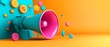 © Nattapat - Sale announcement megaphone with prominent discount percentage symbol, 3D rendering, eyecatching promotional visuals, bright and bold design