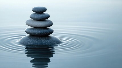 Aufkleber - Symmetrical arrangement of zen stones beside serene water