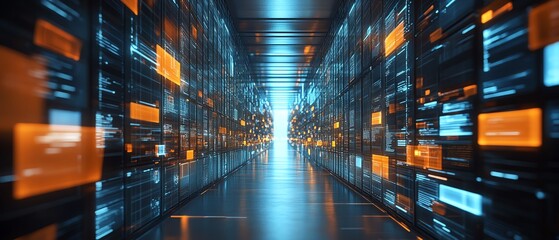 Leinwandbilder - Virtual interface with files for digital document management system, 3D rendering, futuristic and organized design, sleek hightech visuals