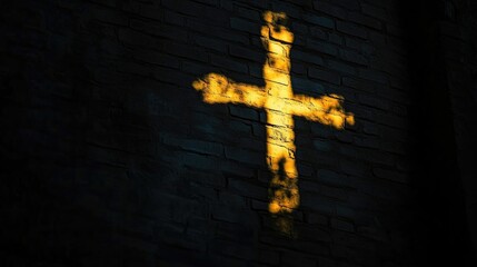 Aufkleber - Dramatic Cross Shaped Shadow Created by a Steeple at Dusk