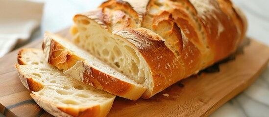 Aufkleber - Freshly Baked Sourdough Bread Sliced On Cutting Board